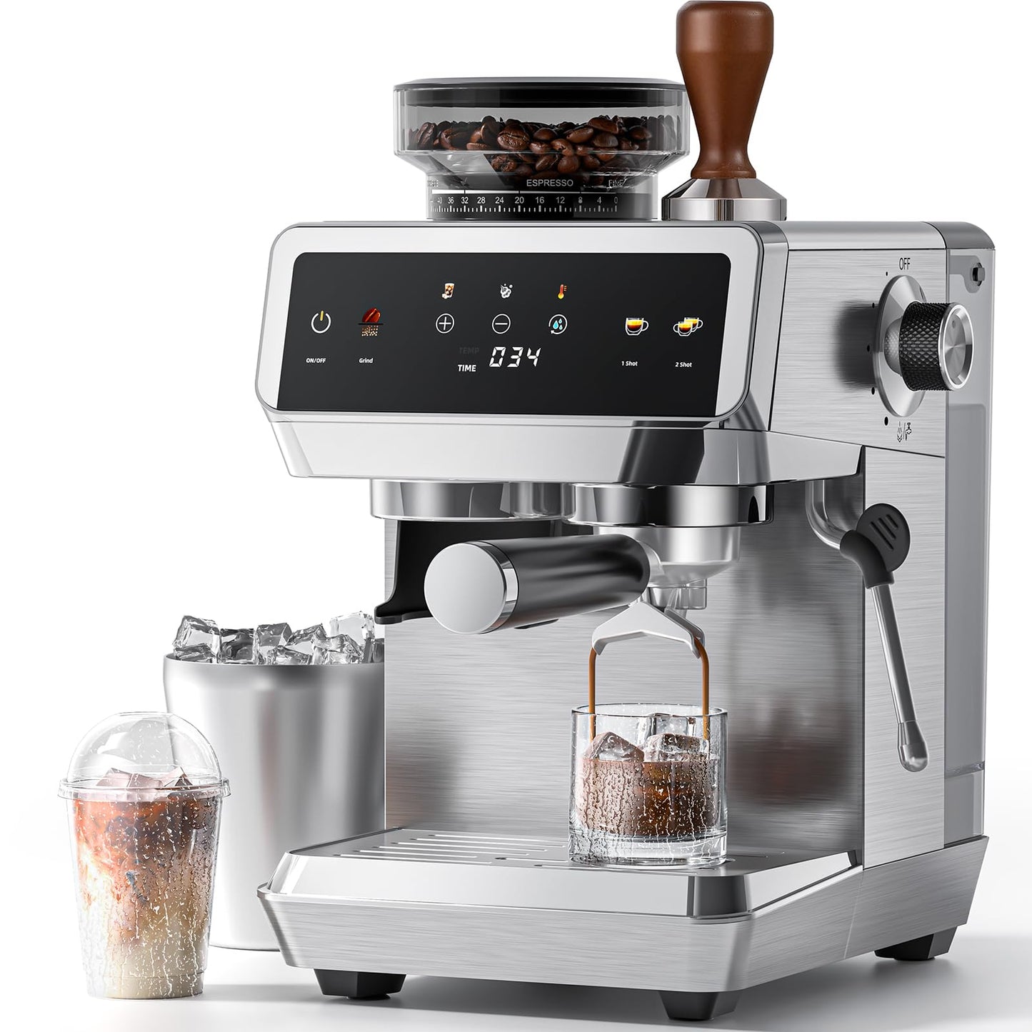 Siebträgermaschine mit Cold-Brew-Funktion, 1.8L Silver