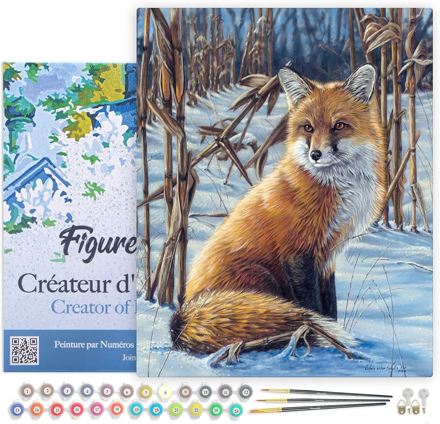 Malen nach Zahlen - Fuchs im Schnee, Fuchs im Schnee 40x50cm Mit Rahmen (bereits gespannt)