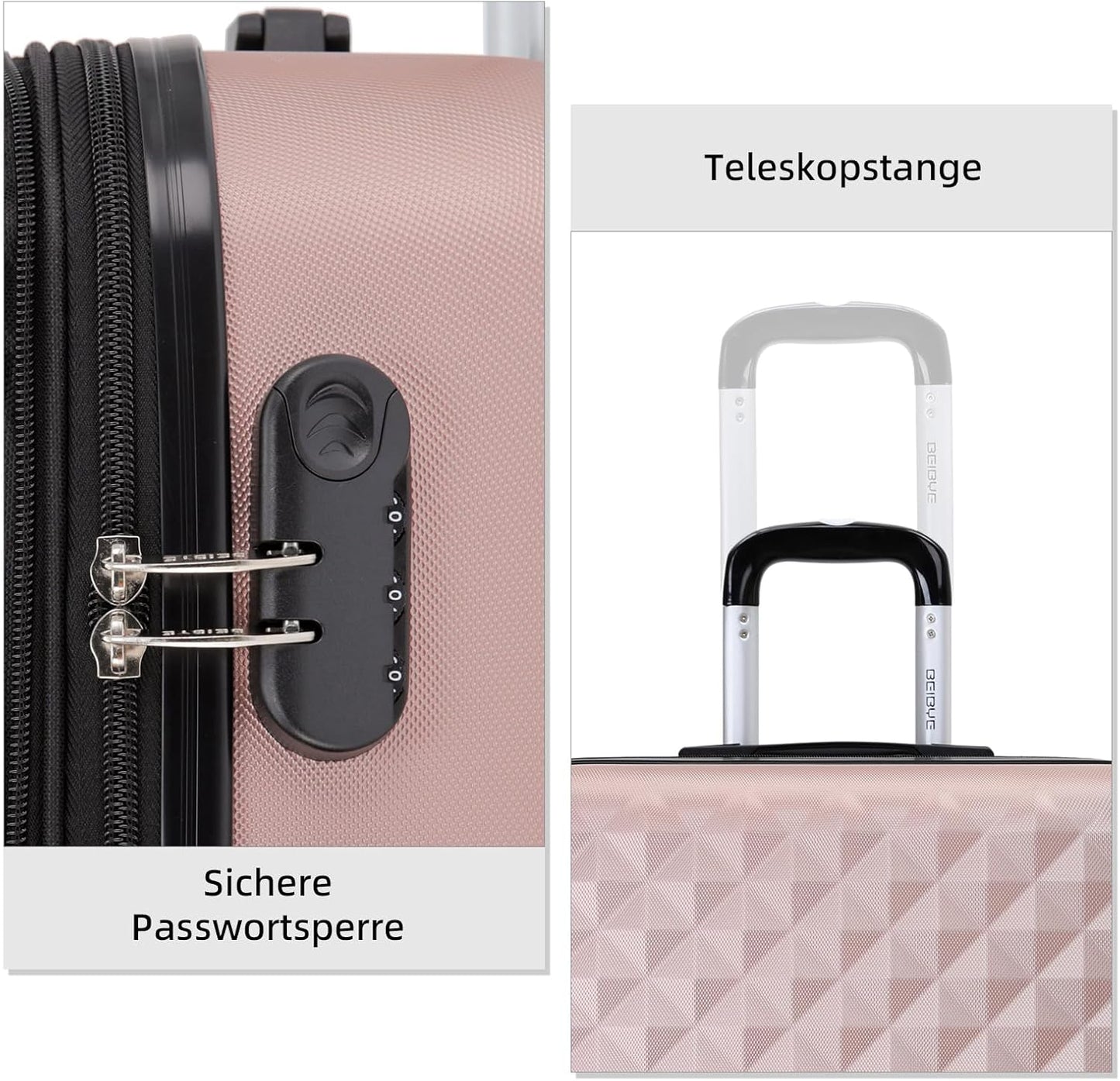 Zwillingsrollen Hartschalenkoffer-Set M, Rosa Gold M