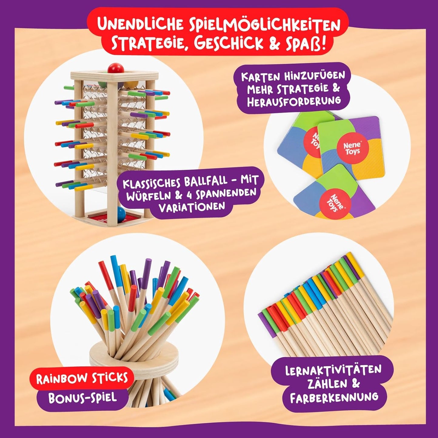 Ballfall Montessori Holzspielzeug, Ballfall
