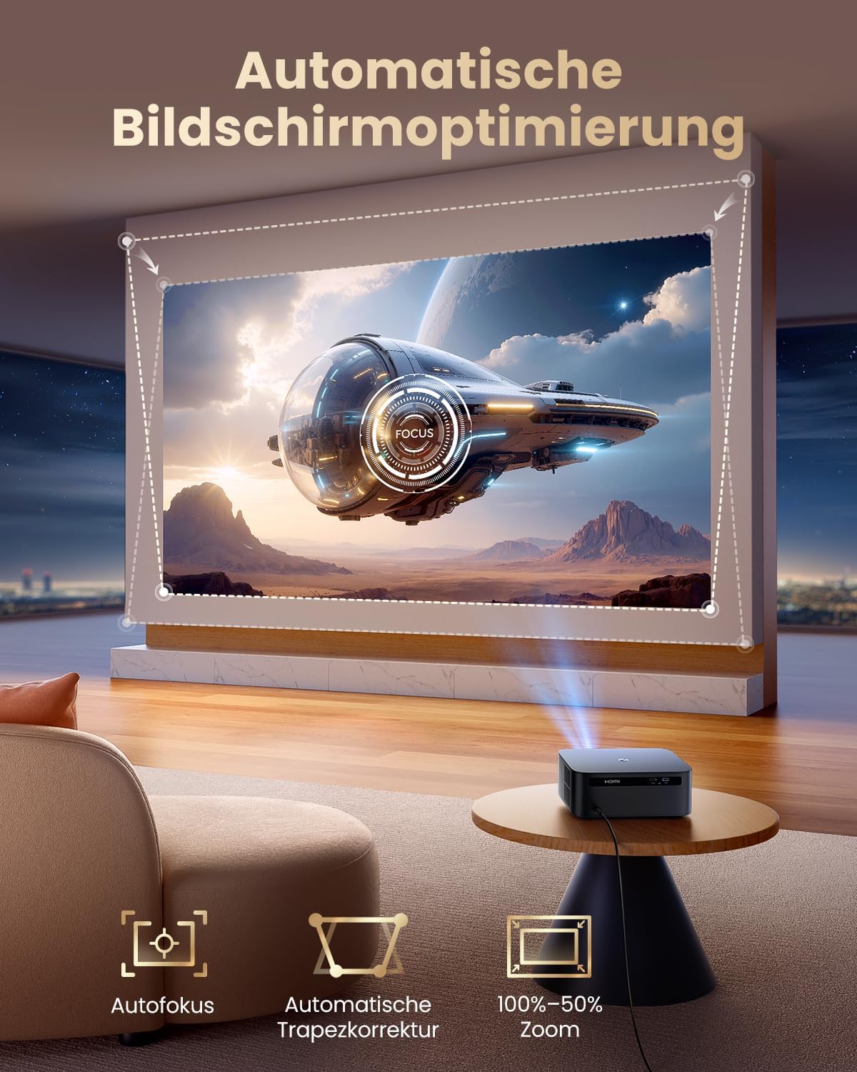 4K Beamer K13 mit Autofokus und Google TV, Schwarz