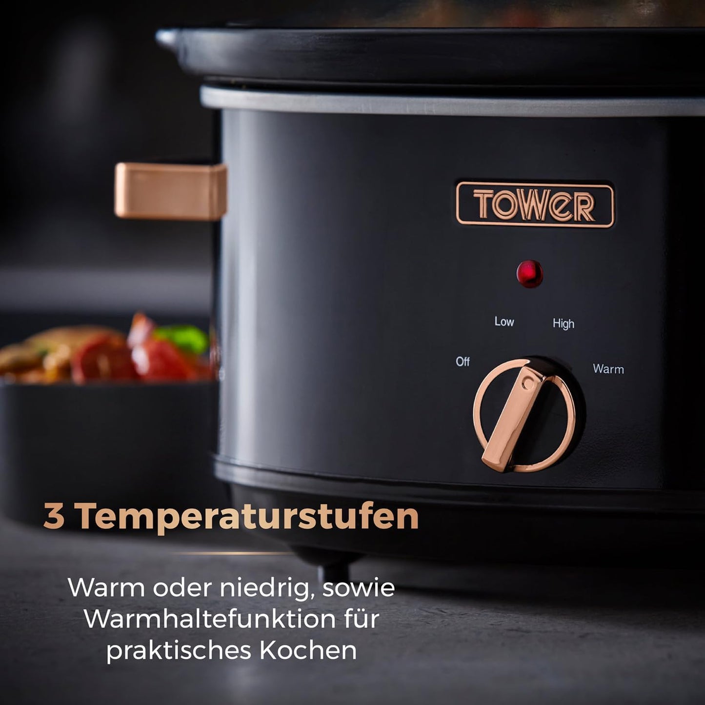 Schongarer mit Warmhaltefunktion, 6,5 l Slow Cooker Roségold