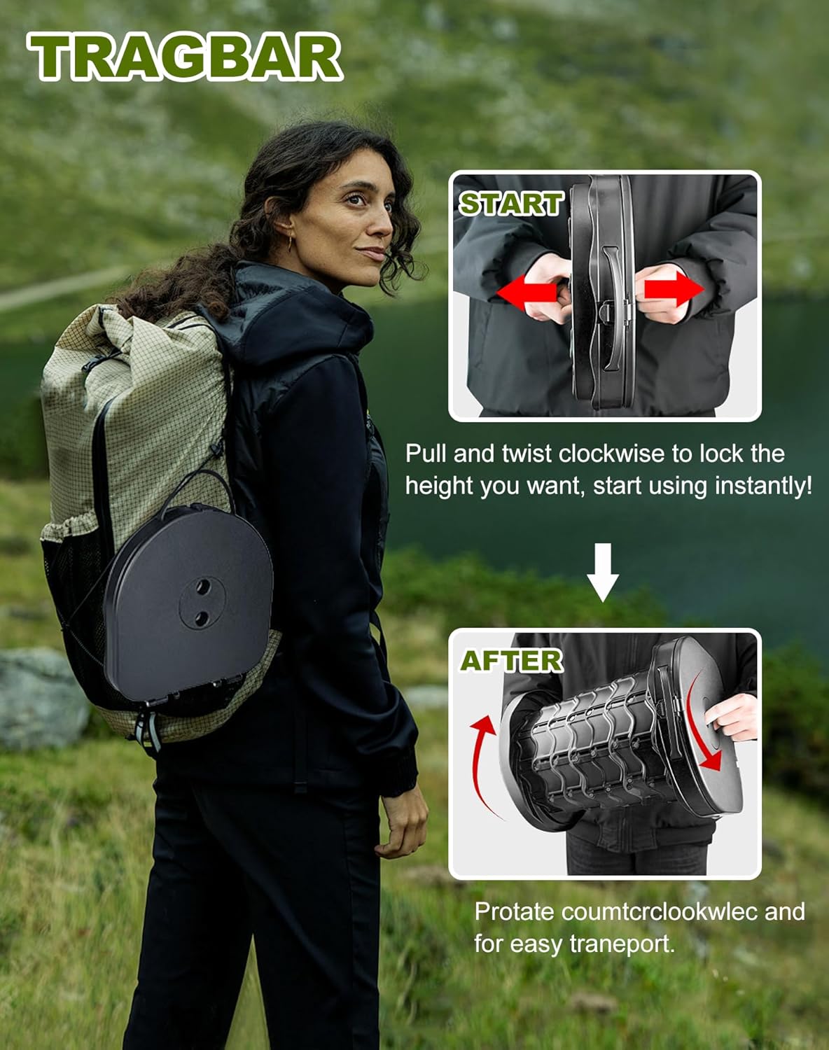 Faltbare Campingtoilette mit Toilettenbeutel, Schwarz