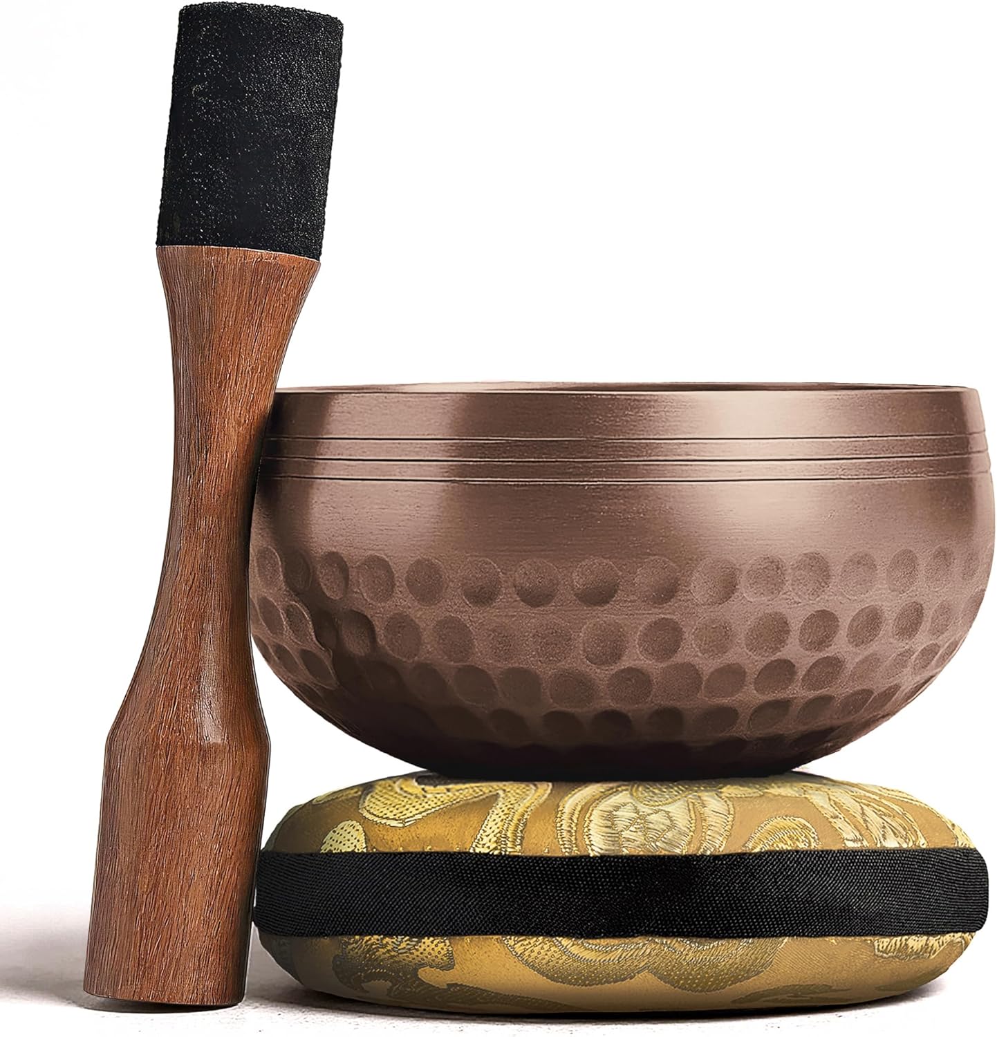 Klangschalen-Set mit Kissen und Klöppel, Glänzend braun Ohne Tasche