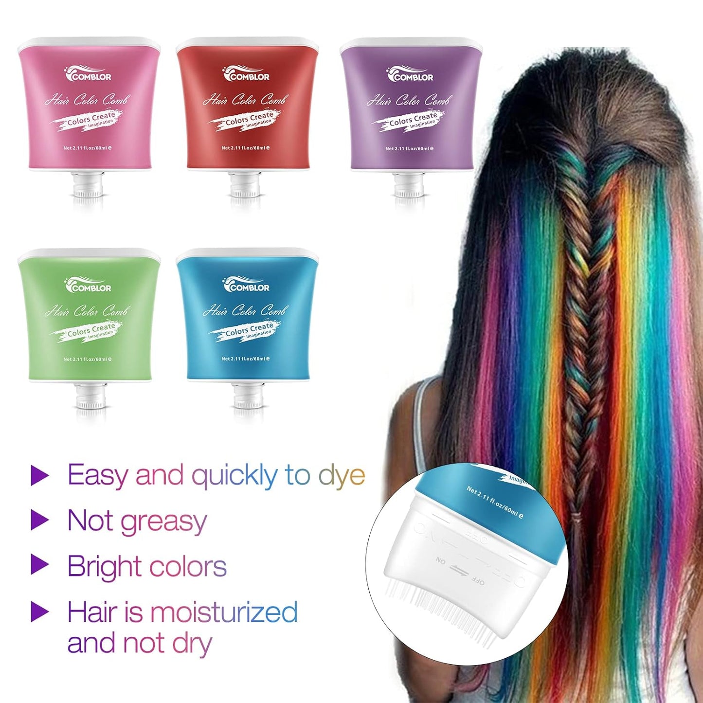 Hair Color Comb Set (5 Farben)