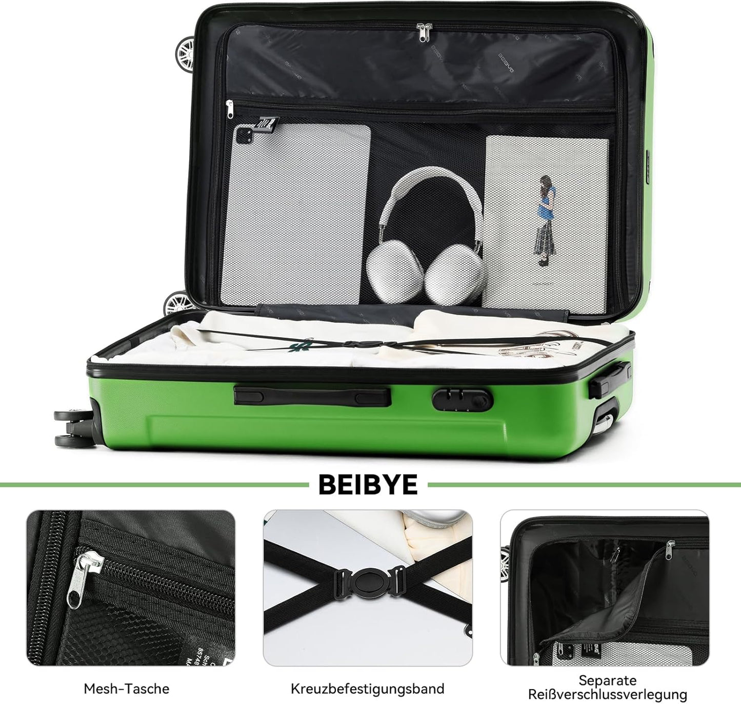 Hardcase-Reisekoffer, Olive Grosser Koffer (76 cm)