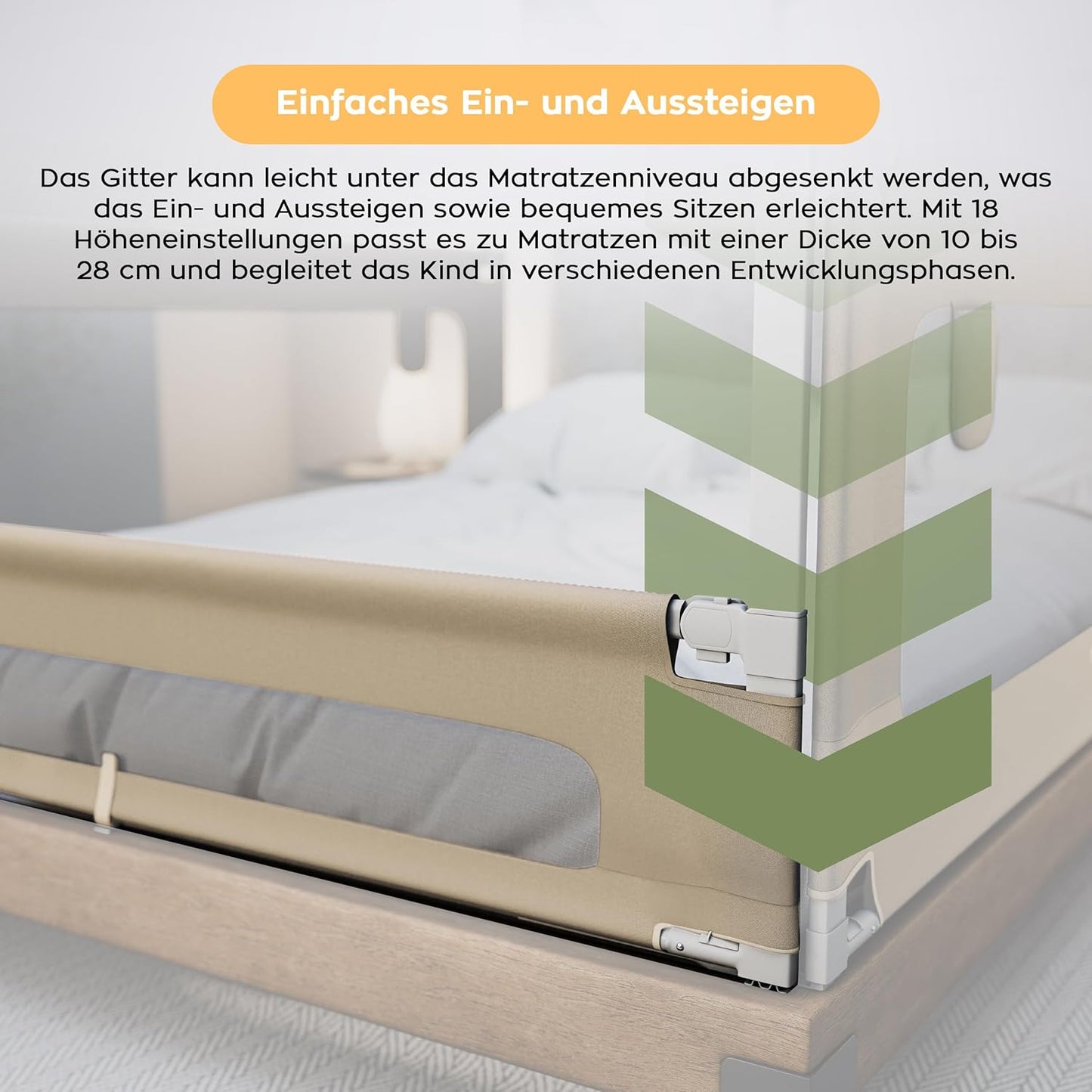 Bettschutzgitter Cover 46 mit Absenk- und Höhenverstellung, Beige