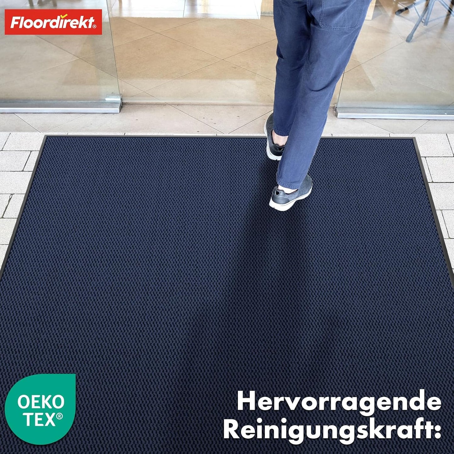 Premium Schmutzfangmatte für Innen und Aussen 80x120 cm, 80 x 120 cm Blau