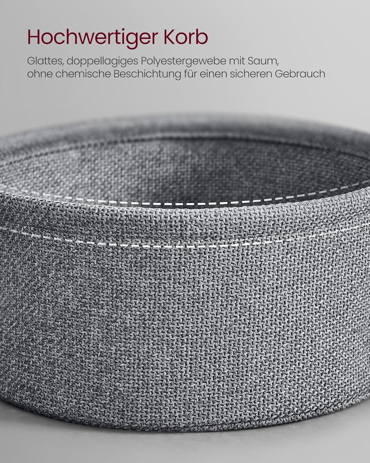 Runder Beistelltisch mit Steckdose und Stauraum, Ebenholzschwarz + Schiefergrau