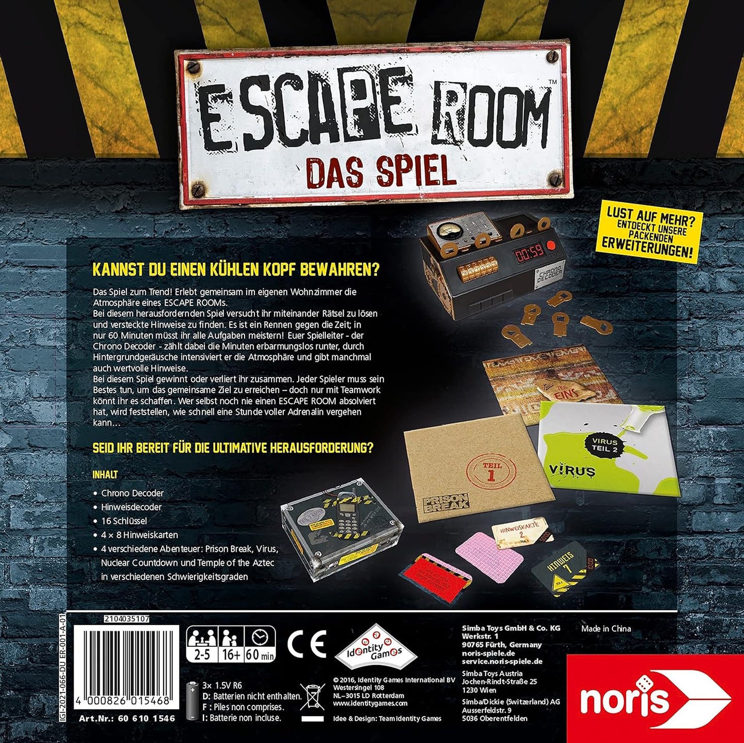 Escape Room mit 4 Fällen, Single