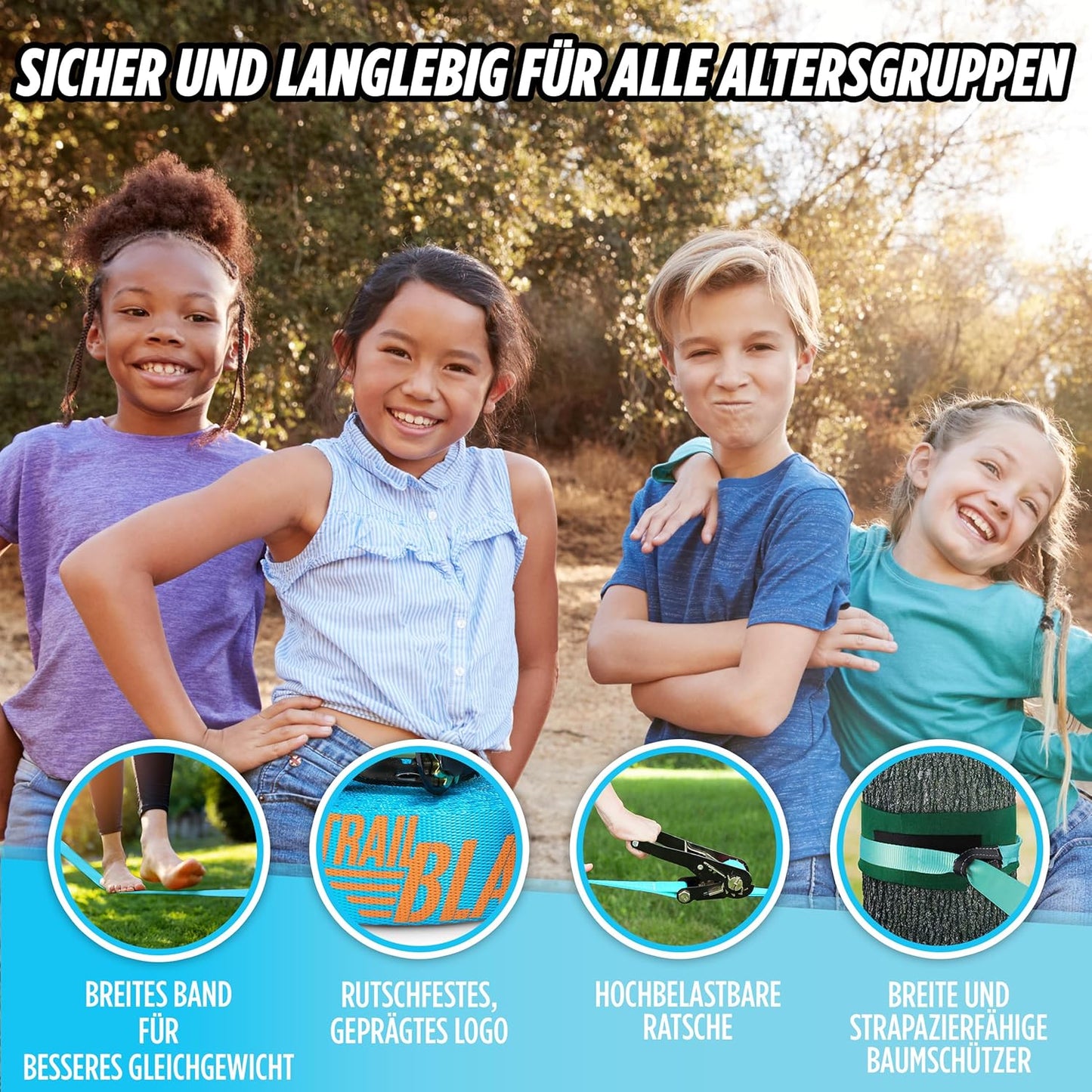 Slackline Komplett-Set für Anfänger, Slackline without Training Line