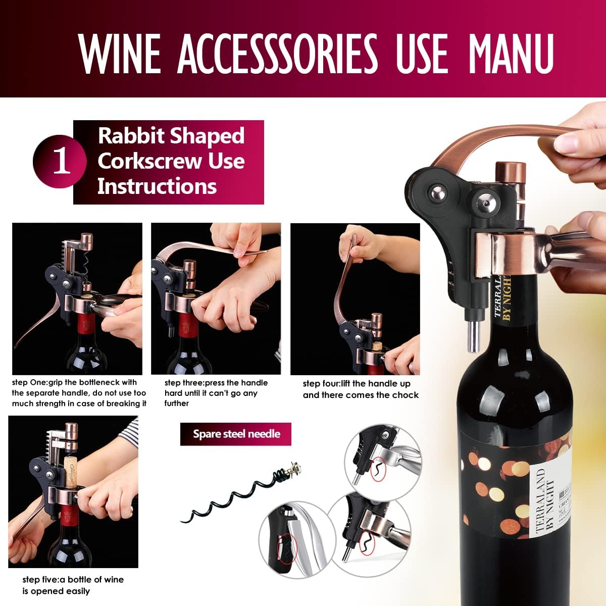Korkenzieher Geschenkset in Holzkiste (Sommelier-Set), Style 01