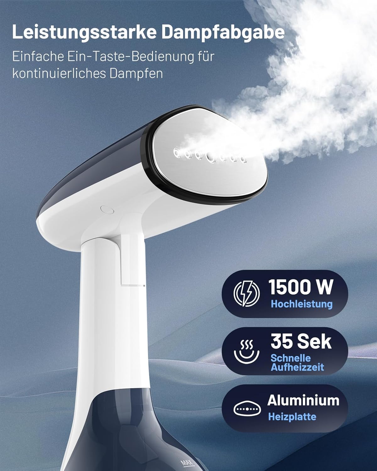 Dampfglätter mit Abschaltautomatik, Blau-weiss