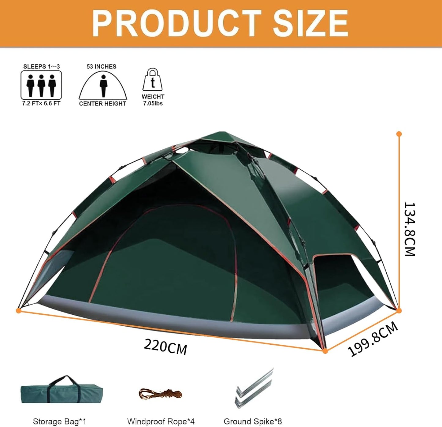 Pop-up Campingzelt für 2-3 Personen, wasserdicht