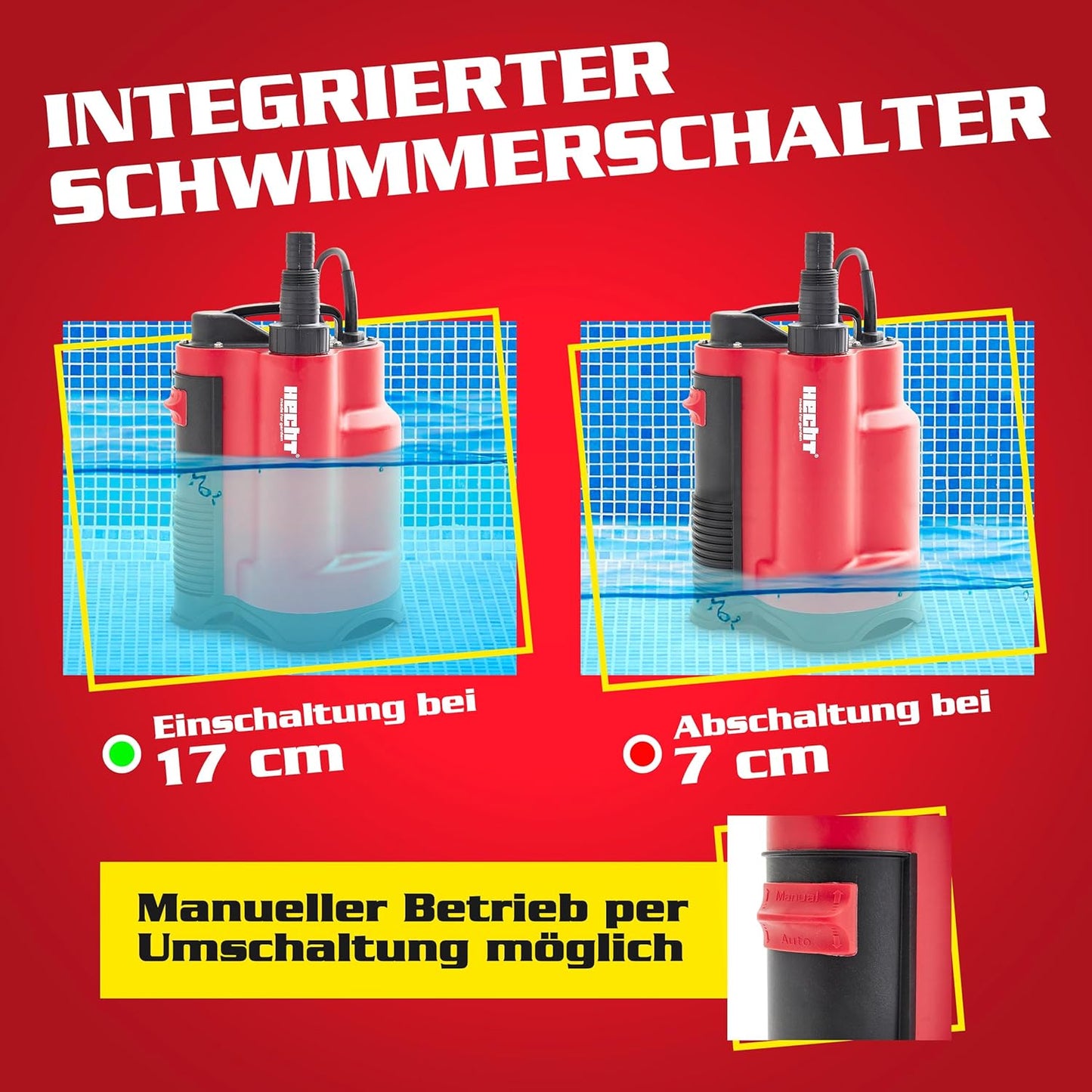 Tauchpumpe 750 W mit Automatik-Schwimmerschalter