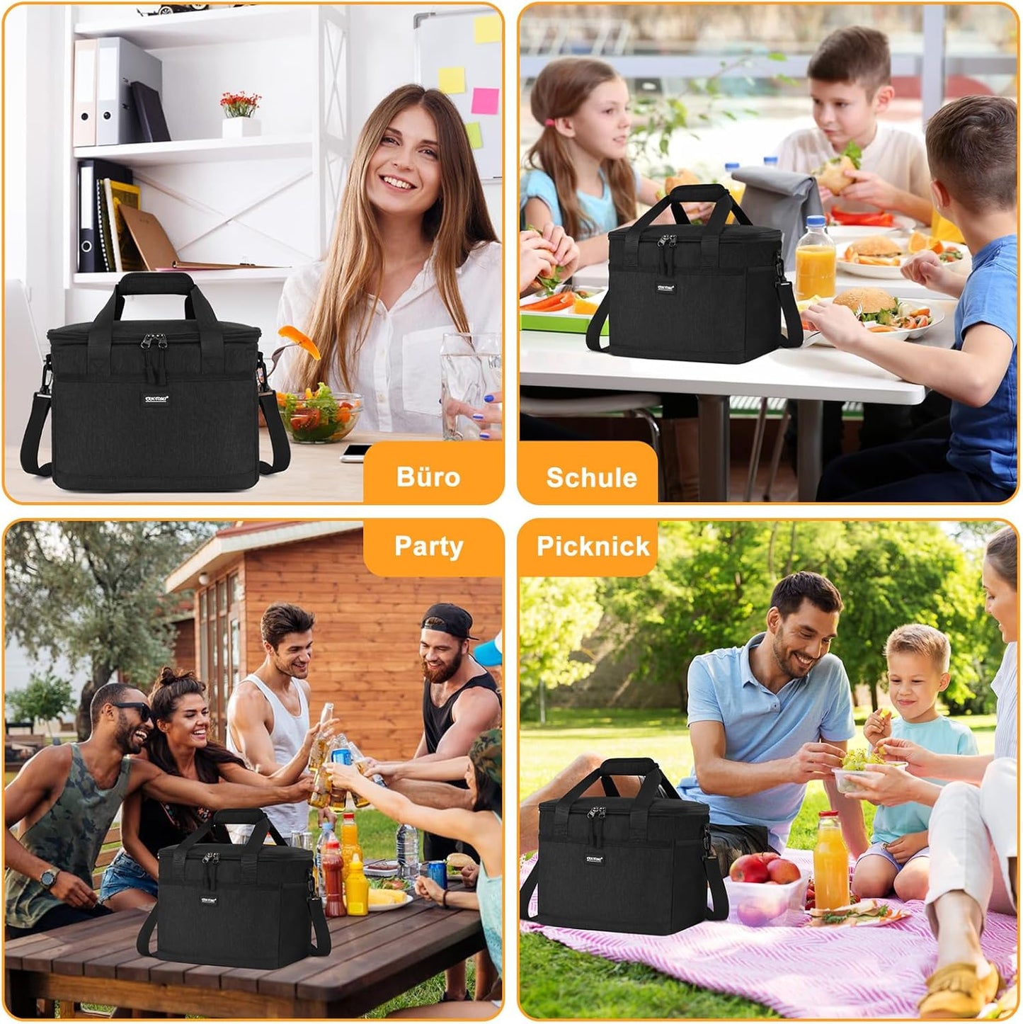 Faltbare Kühltasche, 15L Schwarz