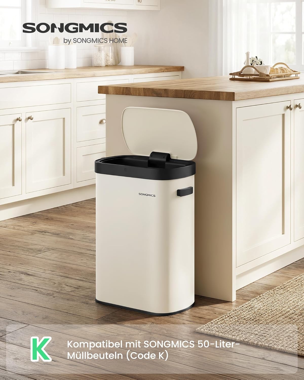 Mülleimer mit Sensor und Softclose-Deckel, LTB640AZ02, cremefarben