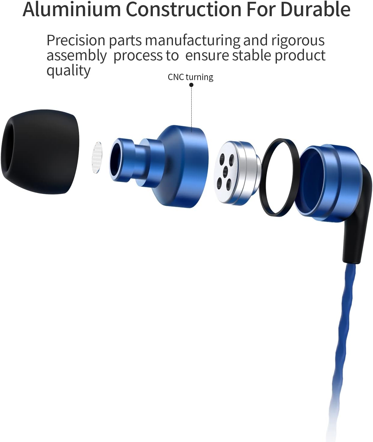 E80C In-Ear Kopfhörer mit Mikrofon und Geräuschisolierung, Blau