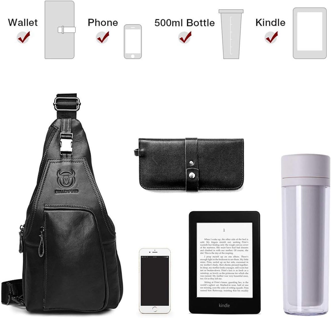 Ledertasche für Herren - Schulter-/Brusttasche