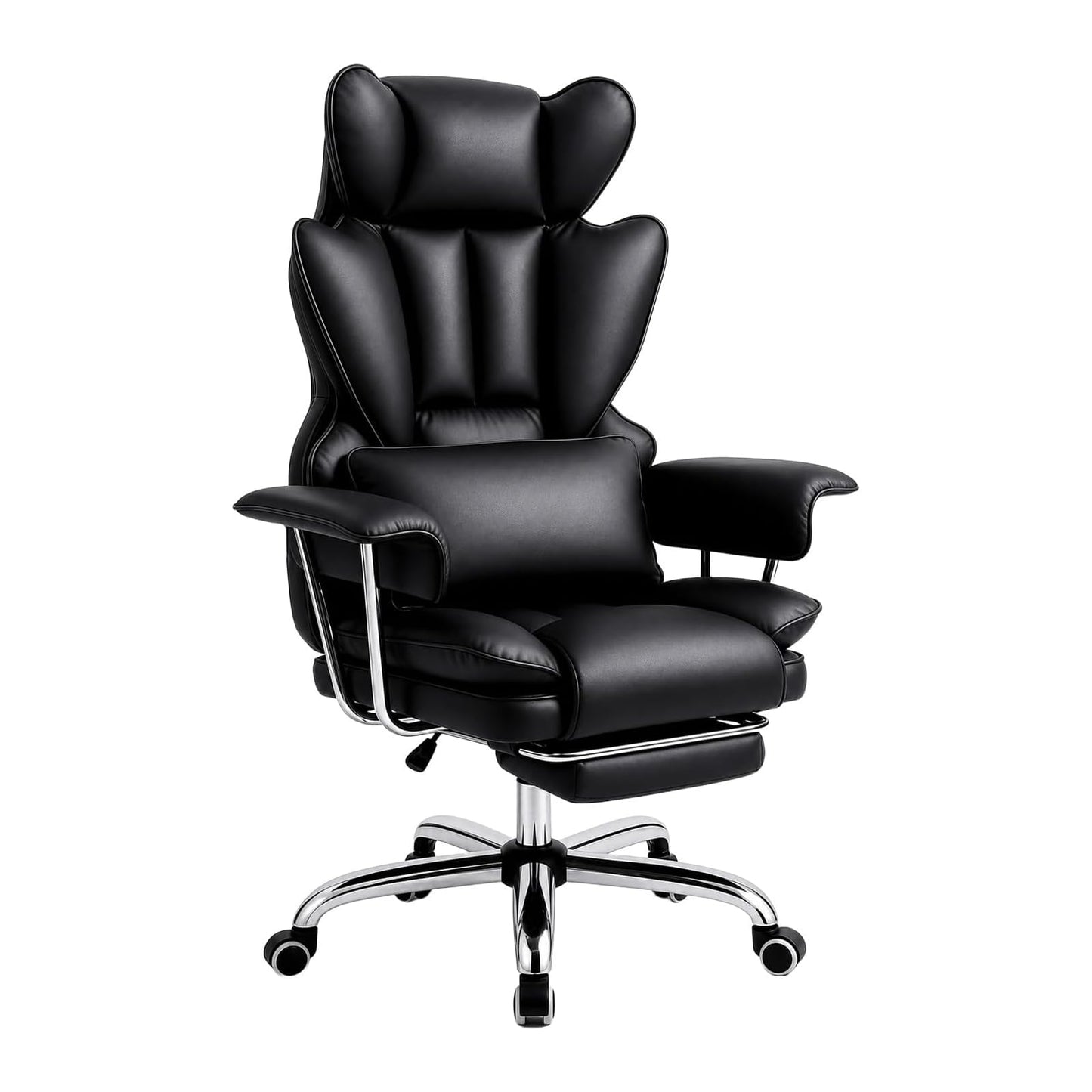 Ergonomischer Bürostuhl mit verstellbarer Lendenstütze, Schwarz
