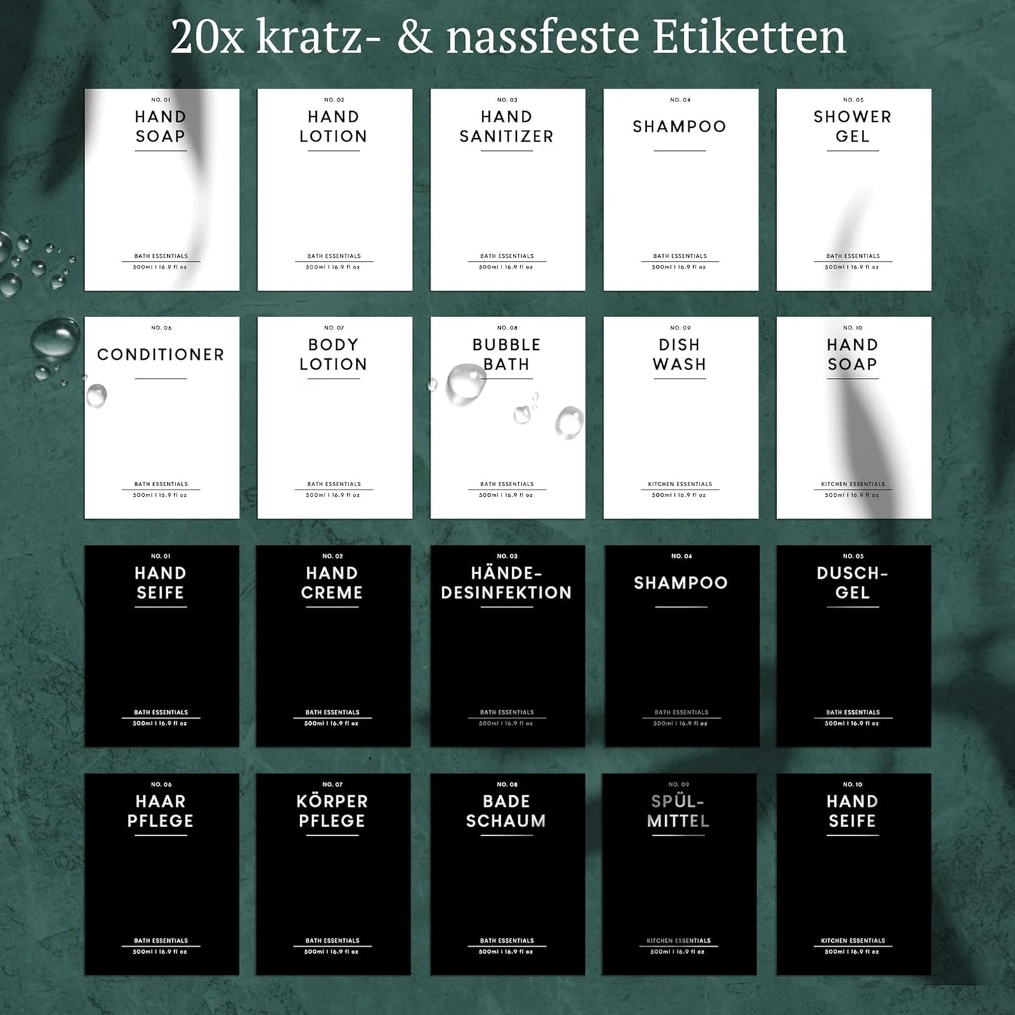 4er-Set Seifenspender, Schwarz-500