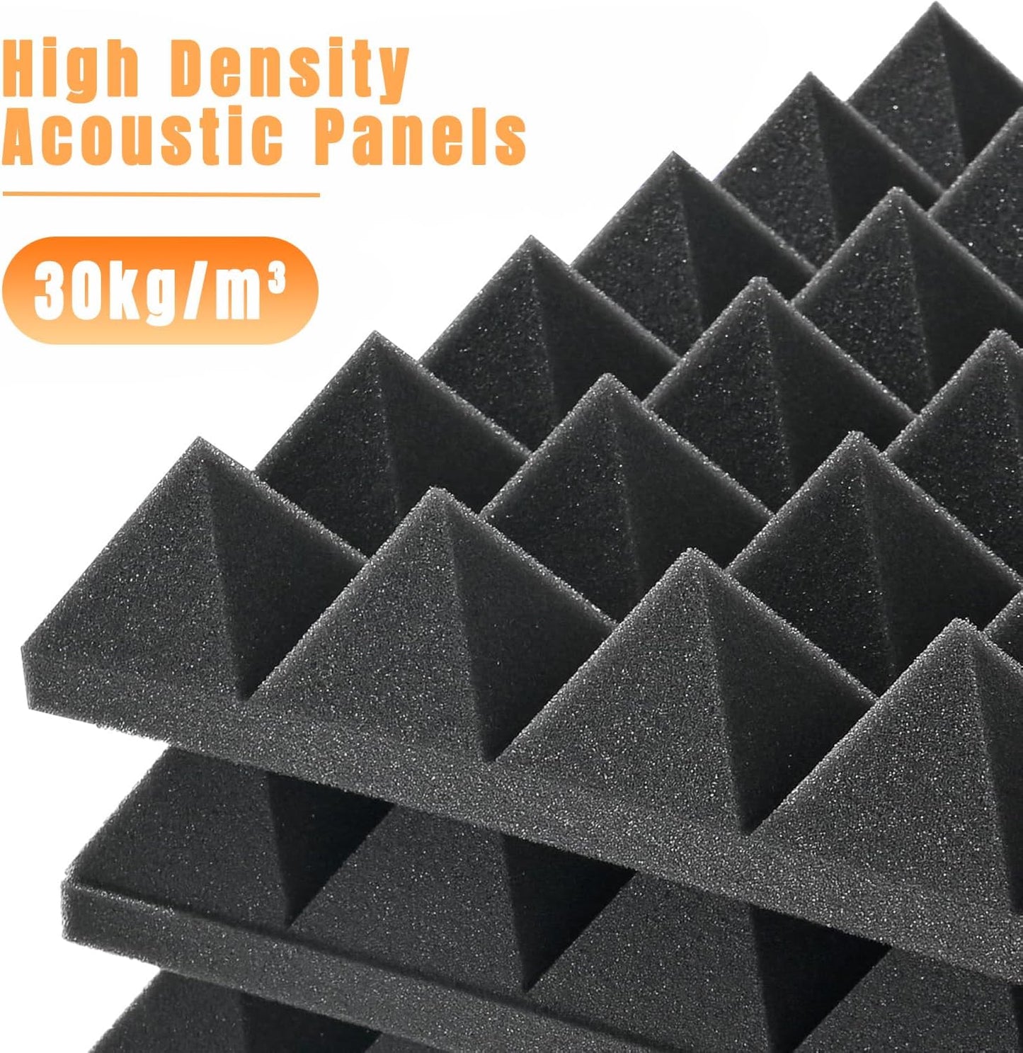 12er Set Akustikschaumstoff-Platten, 12 Pack Pyramide(30x30x5cm)