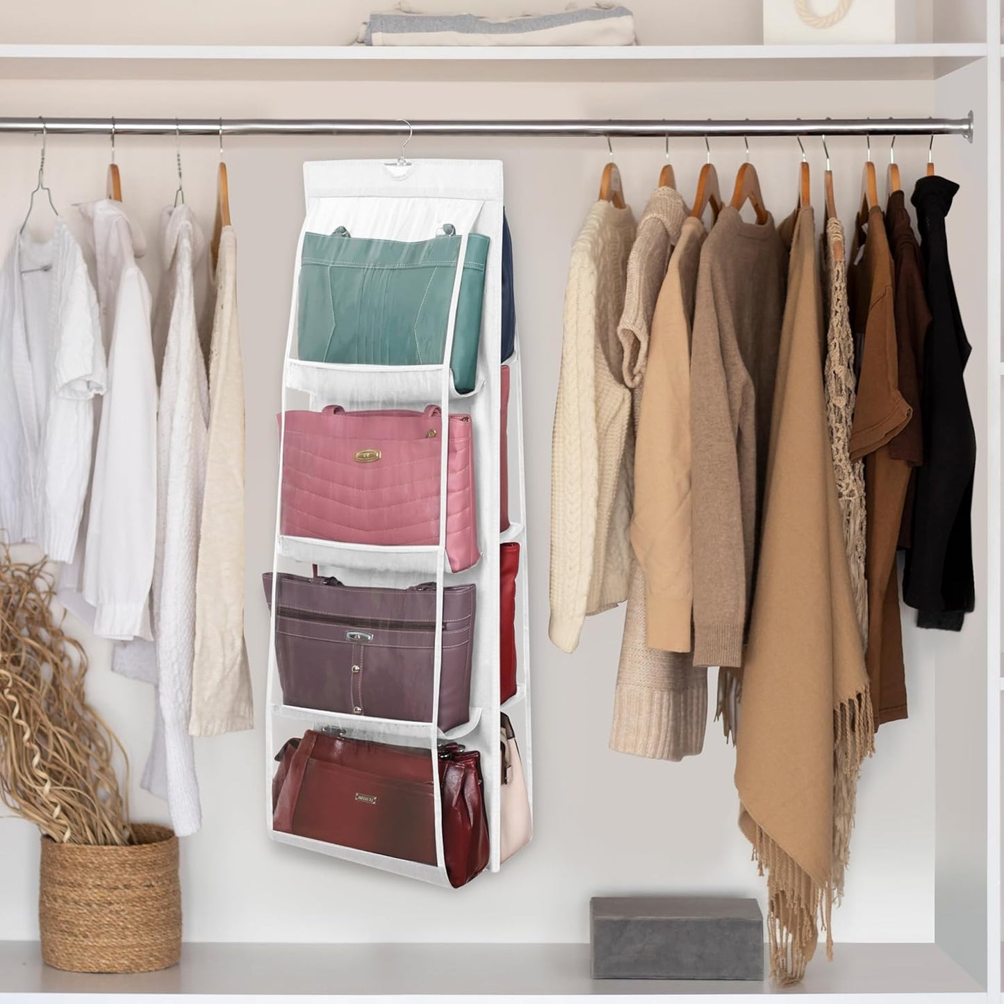 Handtaschen-Organizer mit 8 Fächern (2er-Pack), Weiss