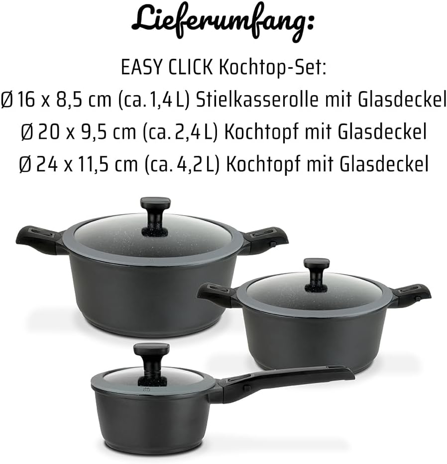3-teiliges Kochtopf-Set Easy Click, 3-teilig, Kochtopf-Set