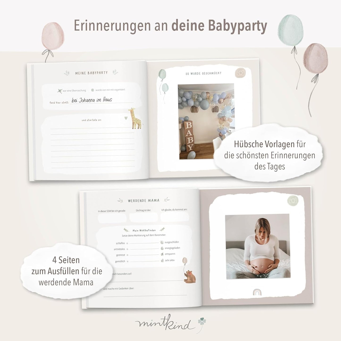 Gästebuch meine Babyparty, Babyparty Beige