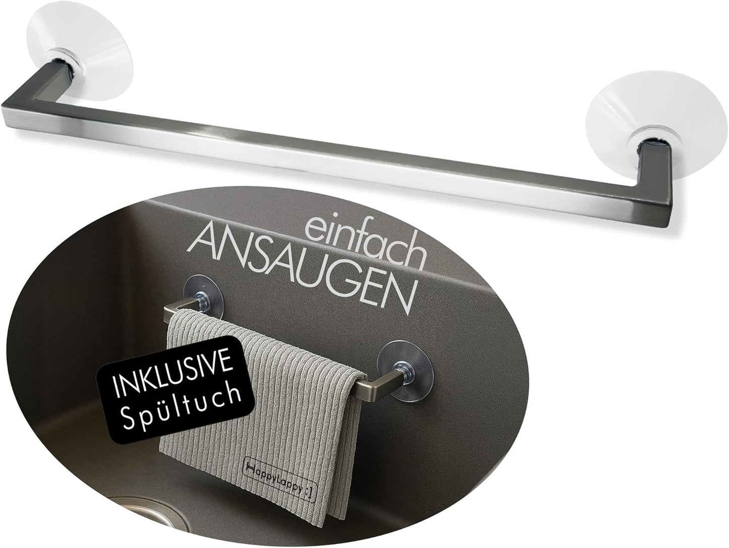 Spültuchhalter ohne Bohren, Edelstahl Finish