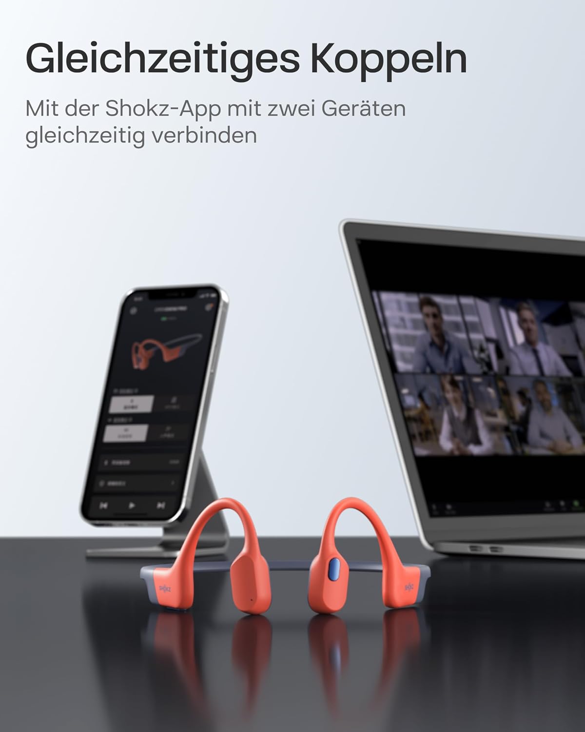 OpenSwim Pro Knochenschall-Kopfhörer, Kabelloses Laden Rot