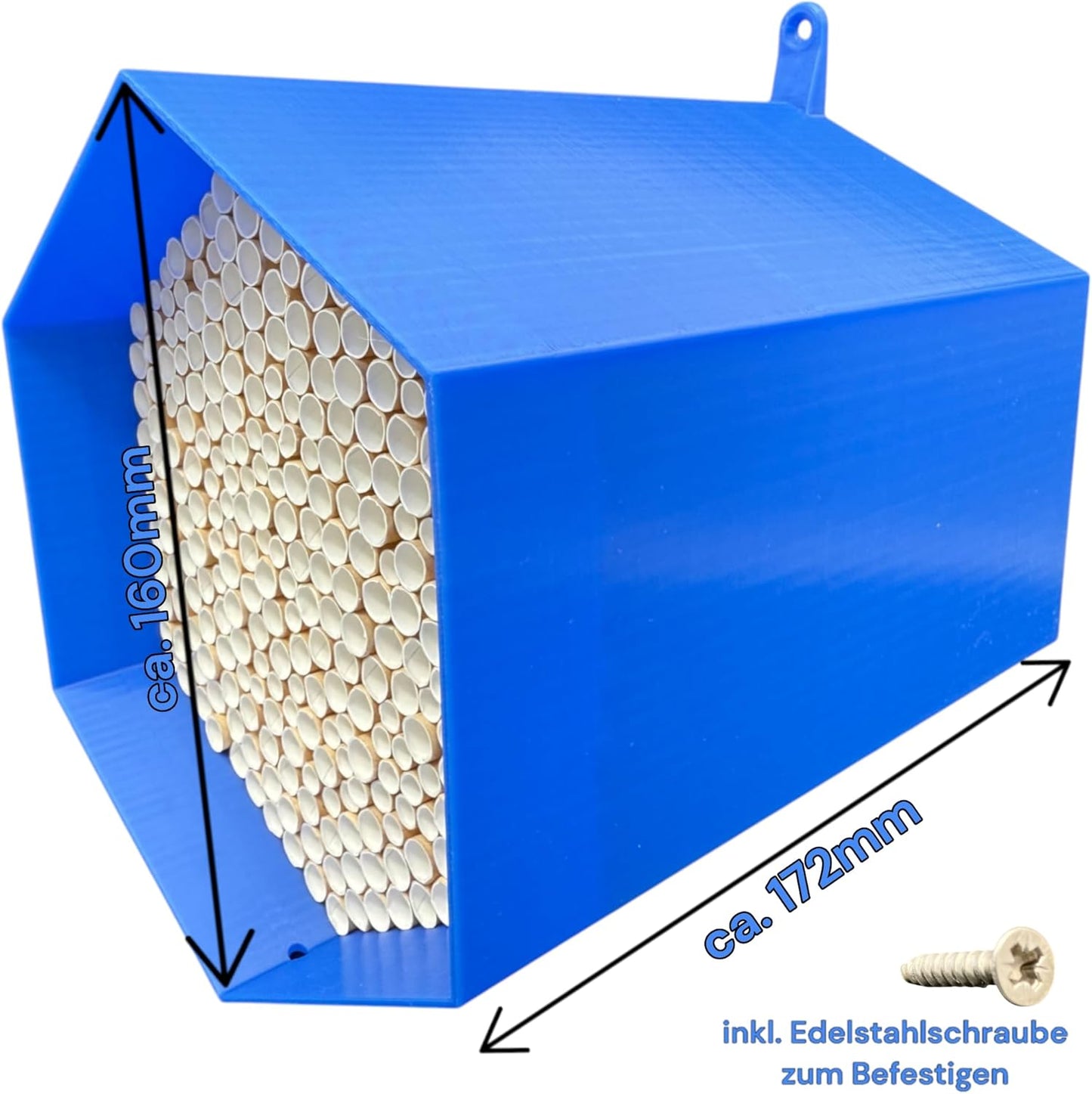 Wildbienen-Nisthilfe mit 300 Nisthülsen, Blau ca. 300 Niströhren