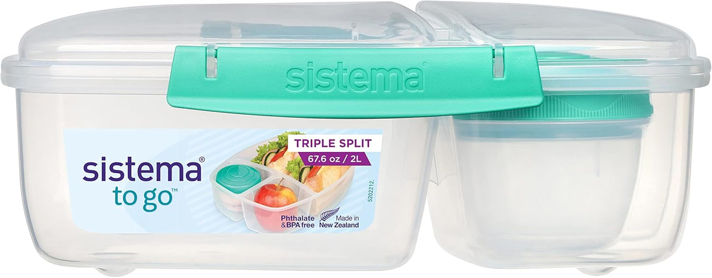 To go Triple Split Brotdose mit Joghurtbehälter, 2 l Gemischte Farben