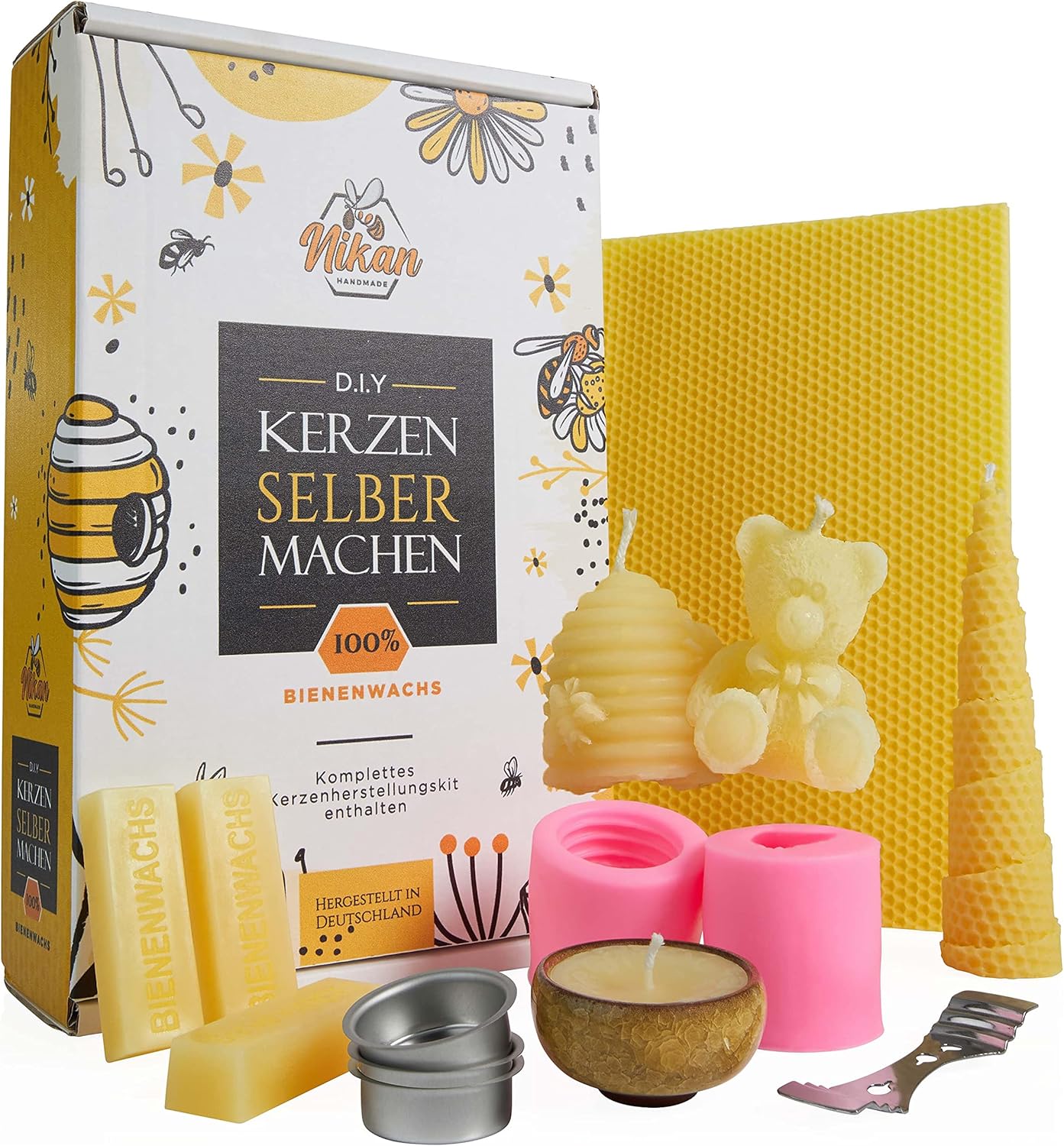 Kerzen-Bastelset aus Bienenwachs, gelb