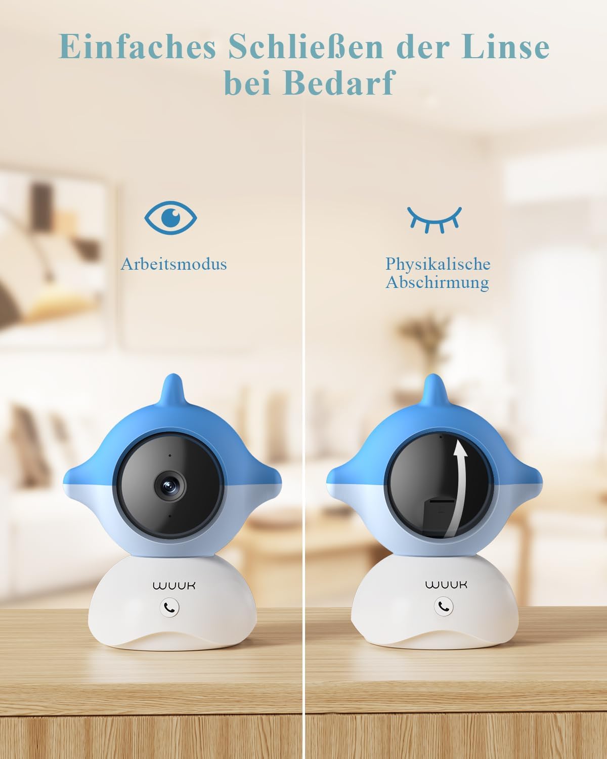2K Babyphone mit Kamera und App, 5,5 Zoll Display, Blau-2 Packung