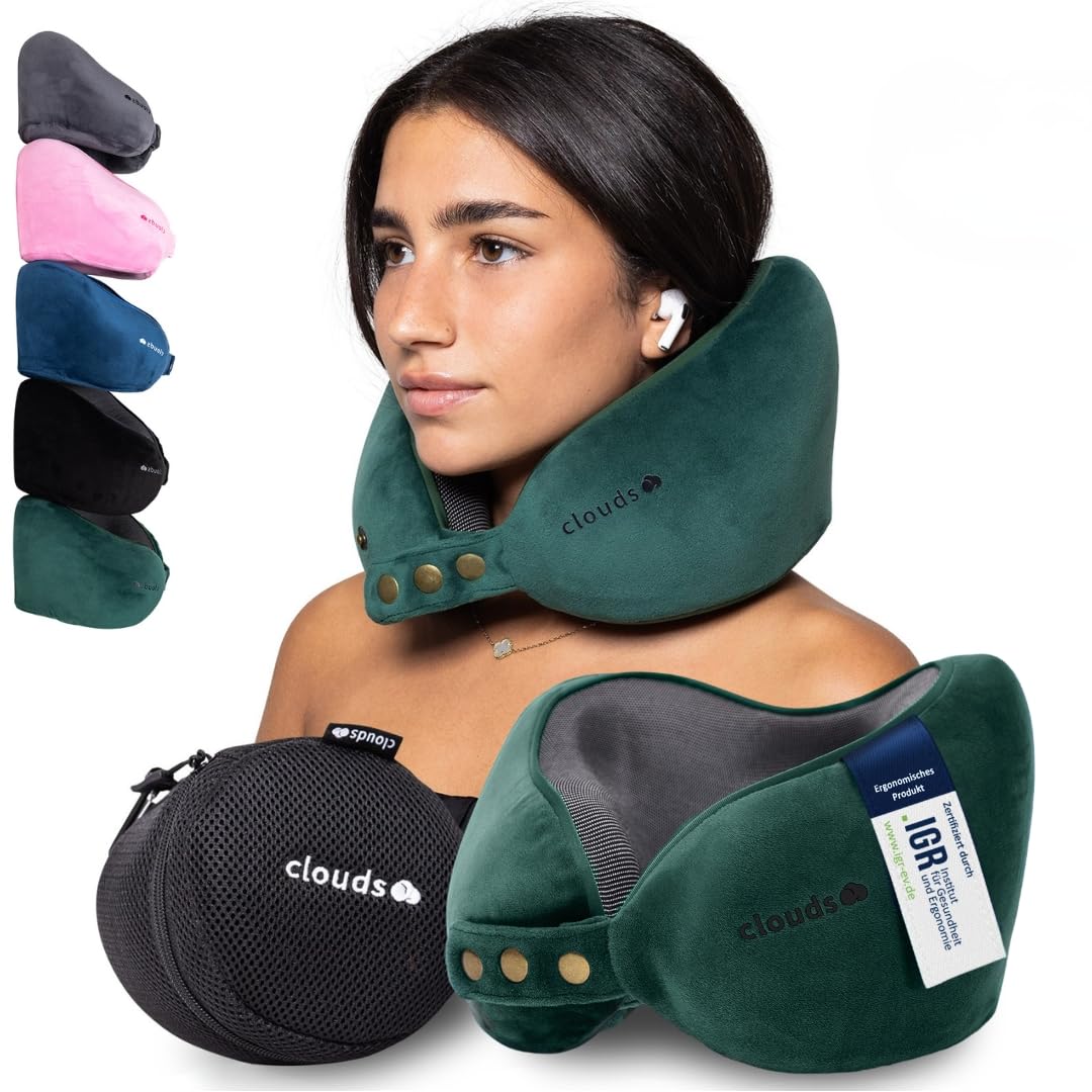 Verstellbares Nackenkissen für Reisen, Grün S/M