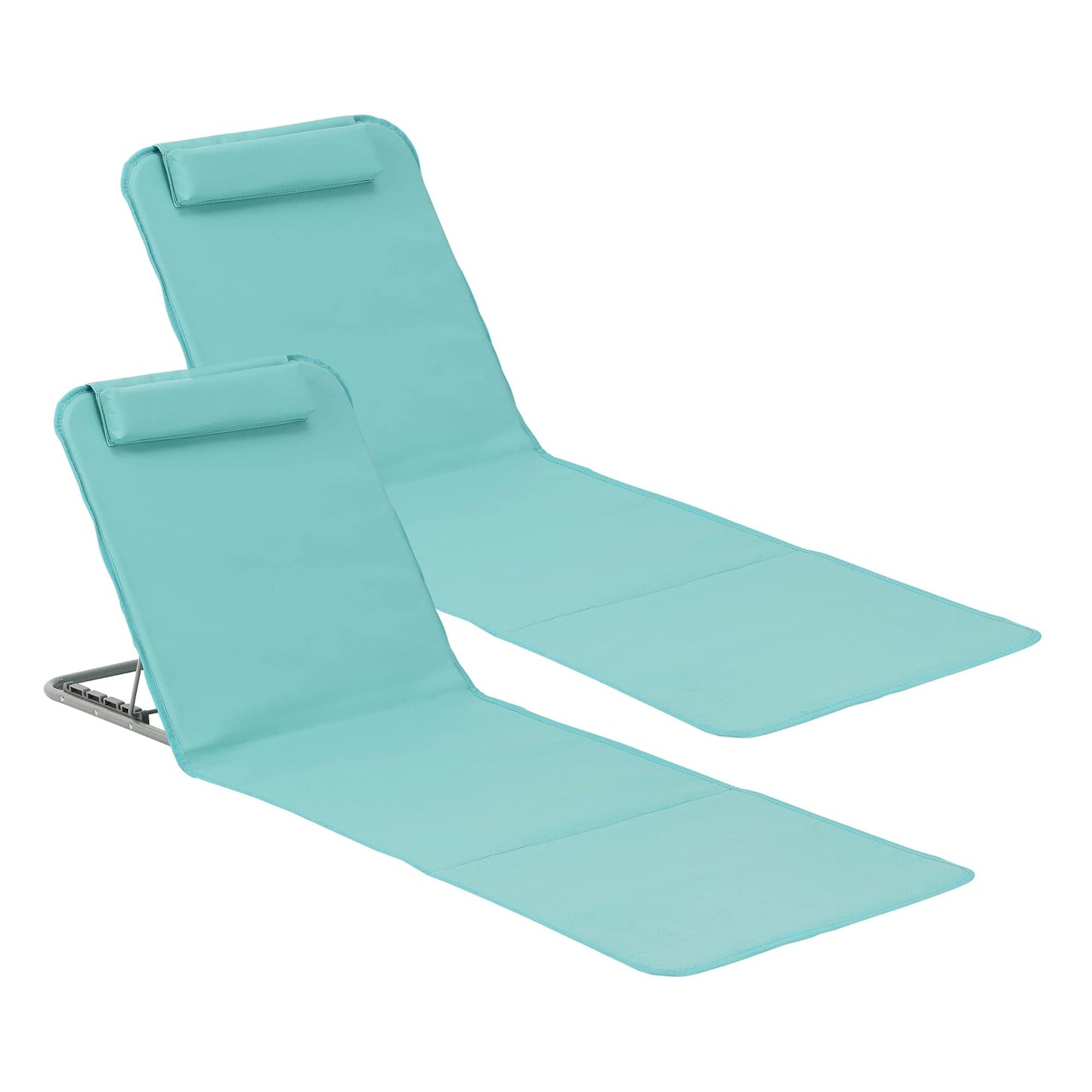 Strandmatte 2er-Set klappbar mit verstellbarer Rückenlehne, Türkis