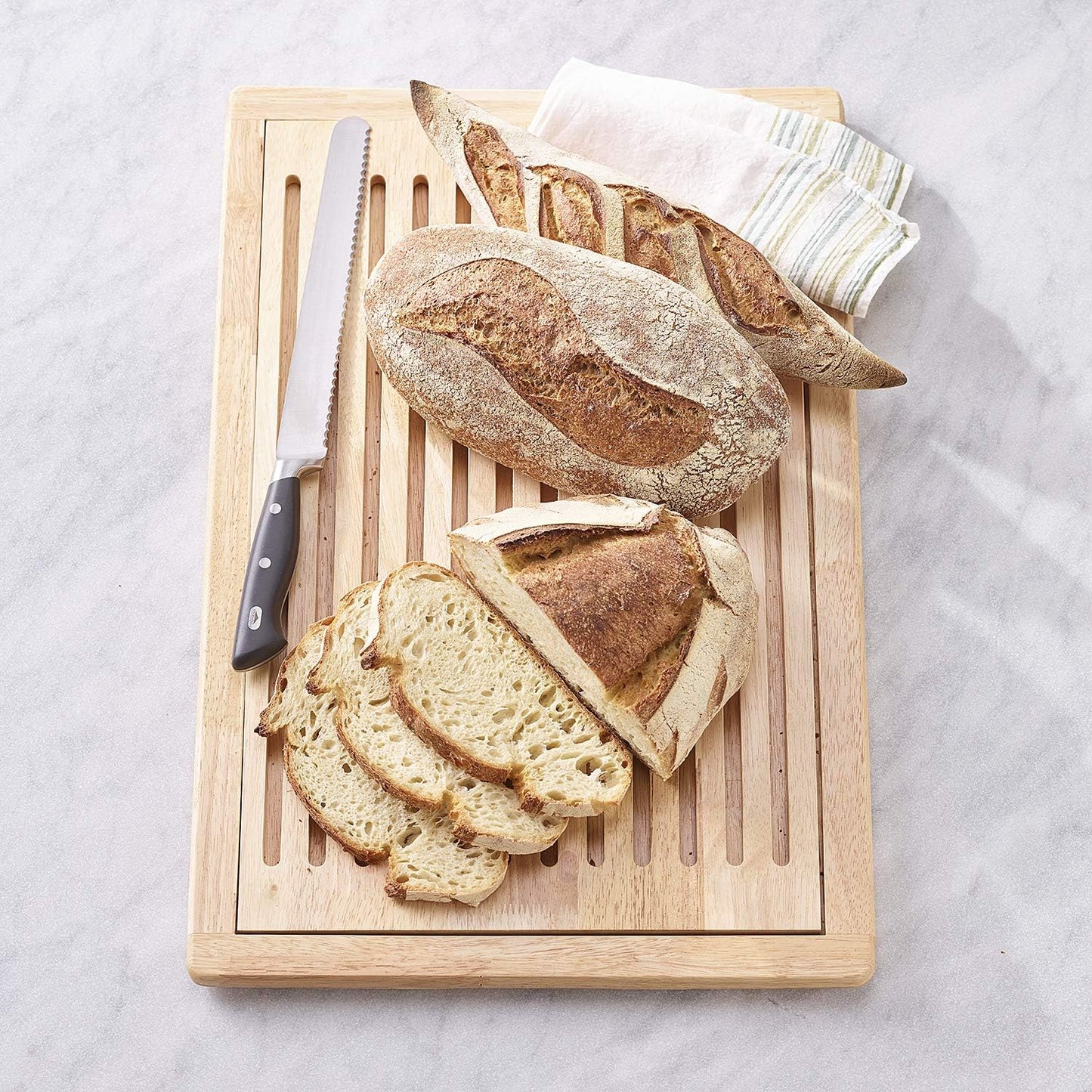 Brotschneidebrett mit Krümelfach, 60 x 40 cm, Hell 60 x 40 x 2 cm