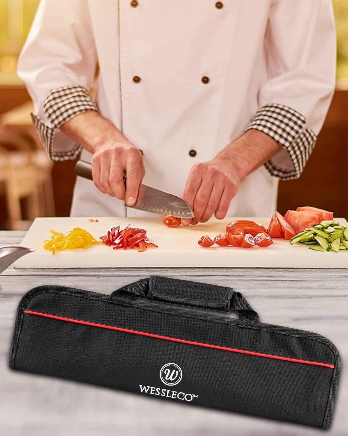 Kochmessertasche für 5 Messer, Rot