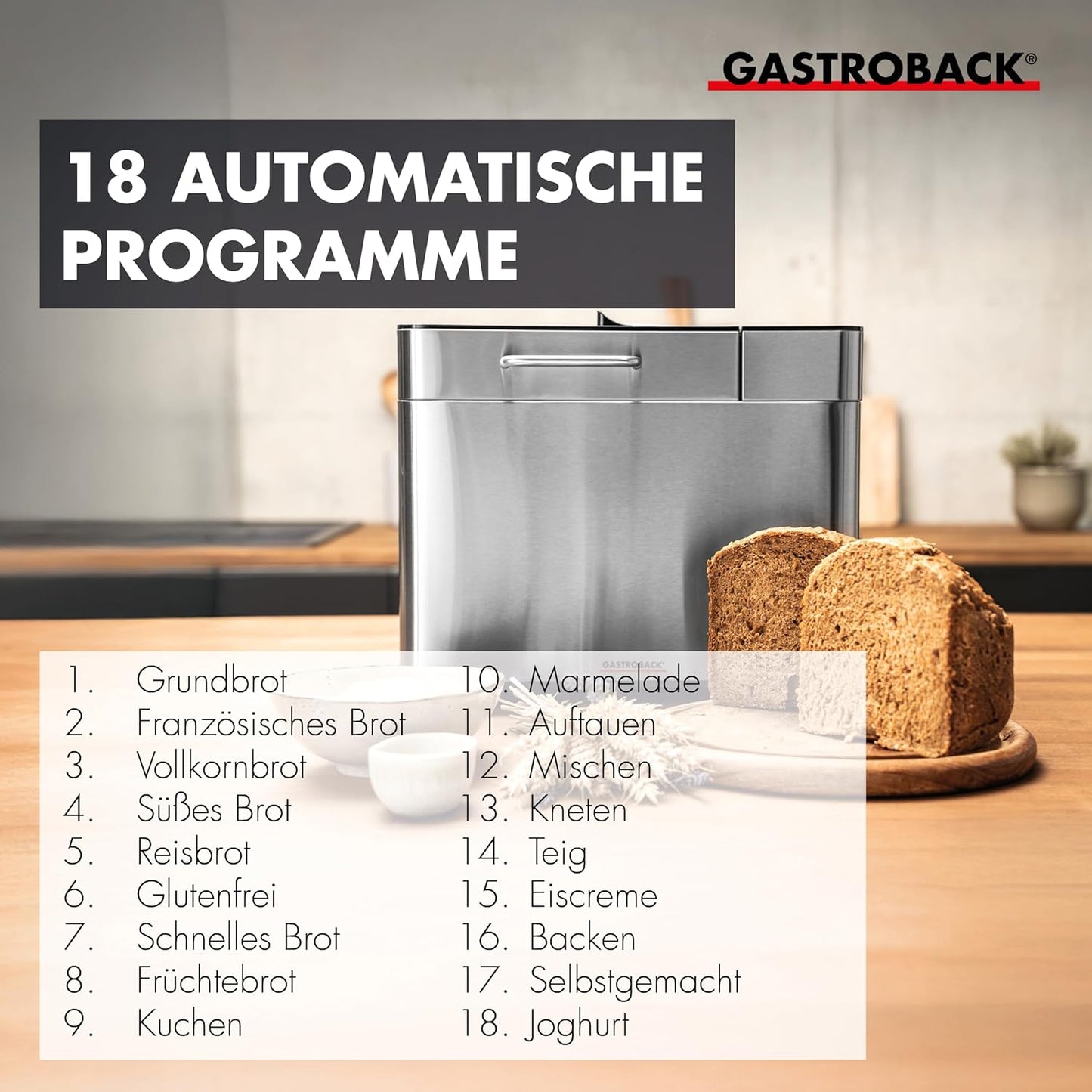 Brotbackautomat Advance mit 18 Programmen, Single