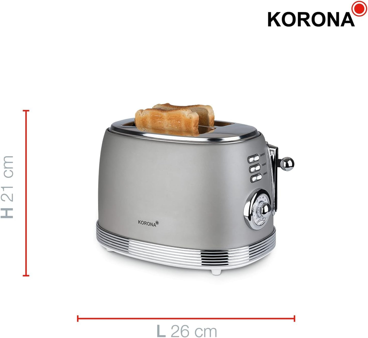 Toaster im Retro-Design mit Brötchenaufsatz, Grau
