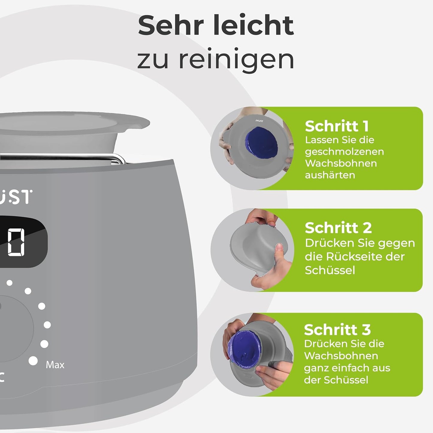 Wachswärmer mit Zubehör-Set, grau