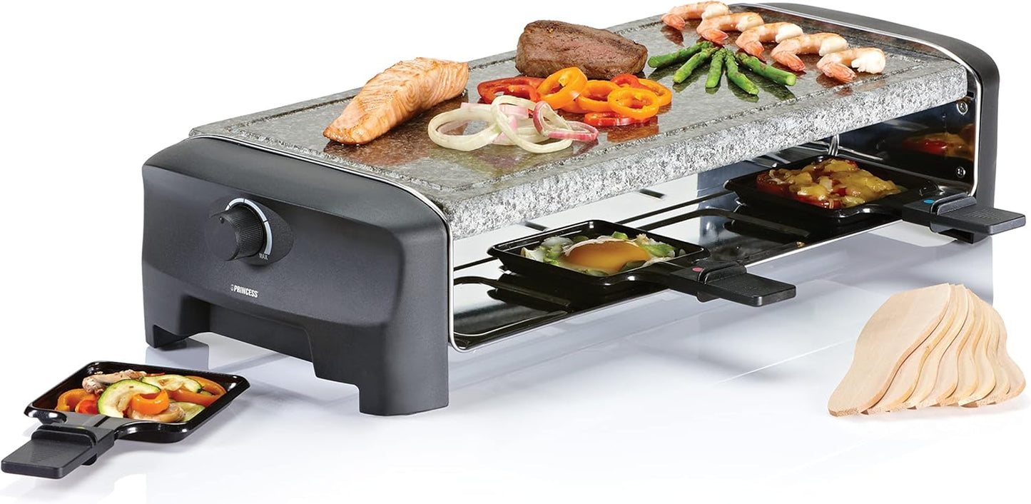 Princess Raclette-Grill mit Steinplatte, 8 Schwarz