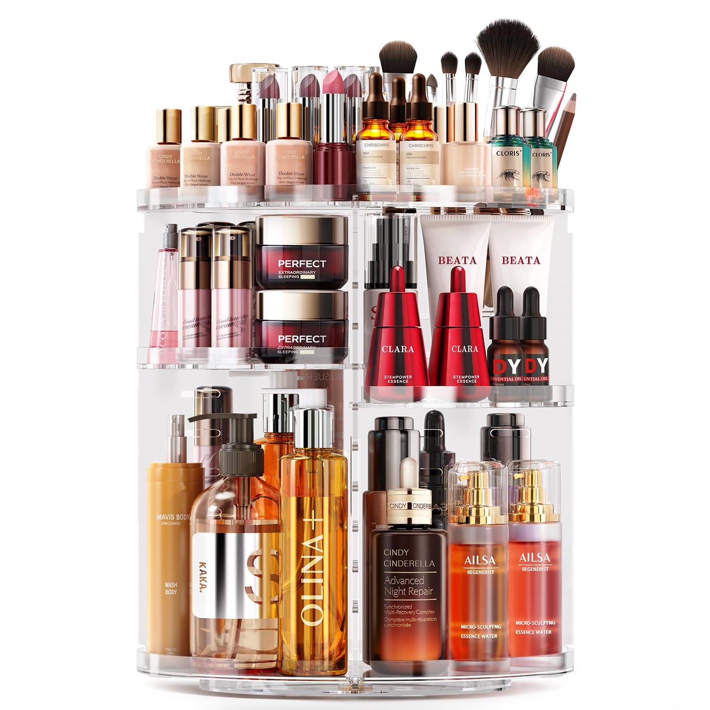 Schminktisch-Organizer, Glastransparent-9 Stufen