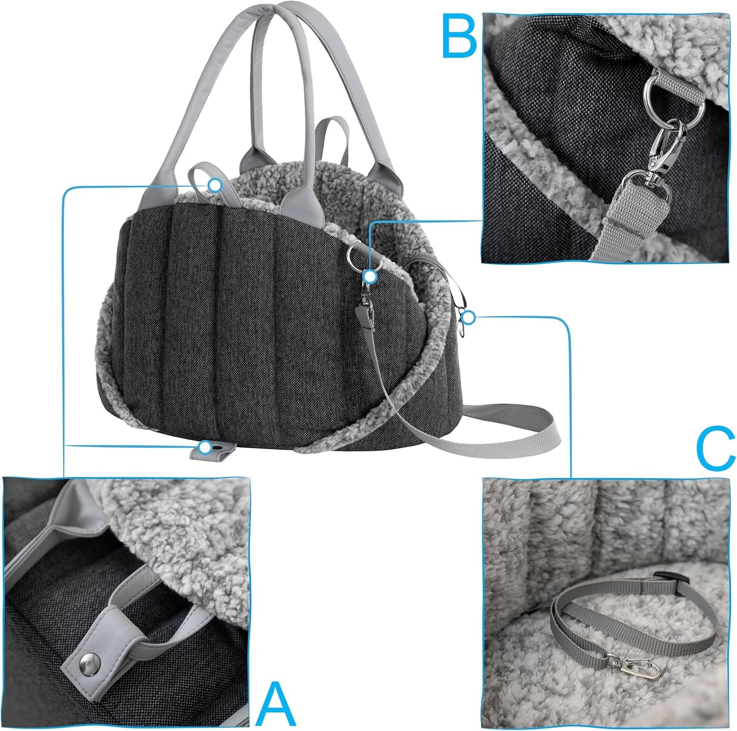 Sea Shell Hundetasche, Grösse 2: 47x29x32 cm, Schwarz Inari