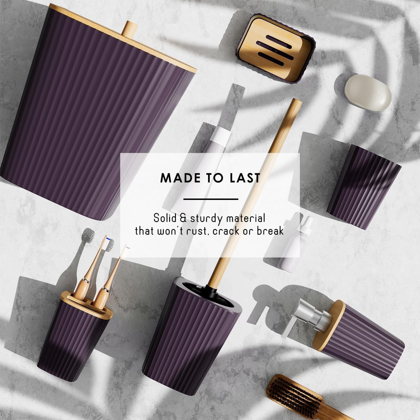 6-teiliges Badezimmer-Zubehör-Set, Lila 6-Piece Accessory Set