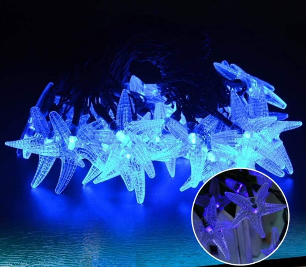 Solarbetriebene LED-Seestern-Lichterkette, Blau