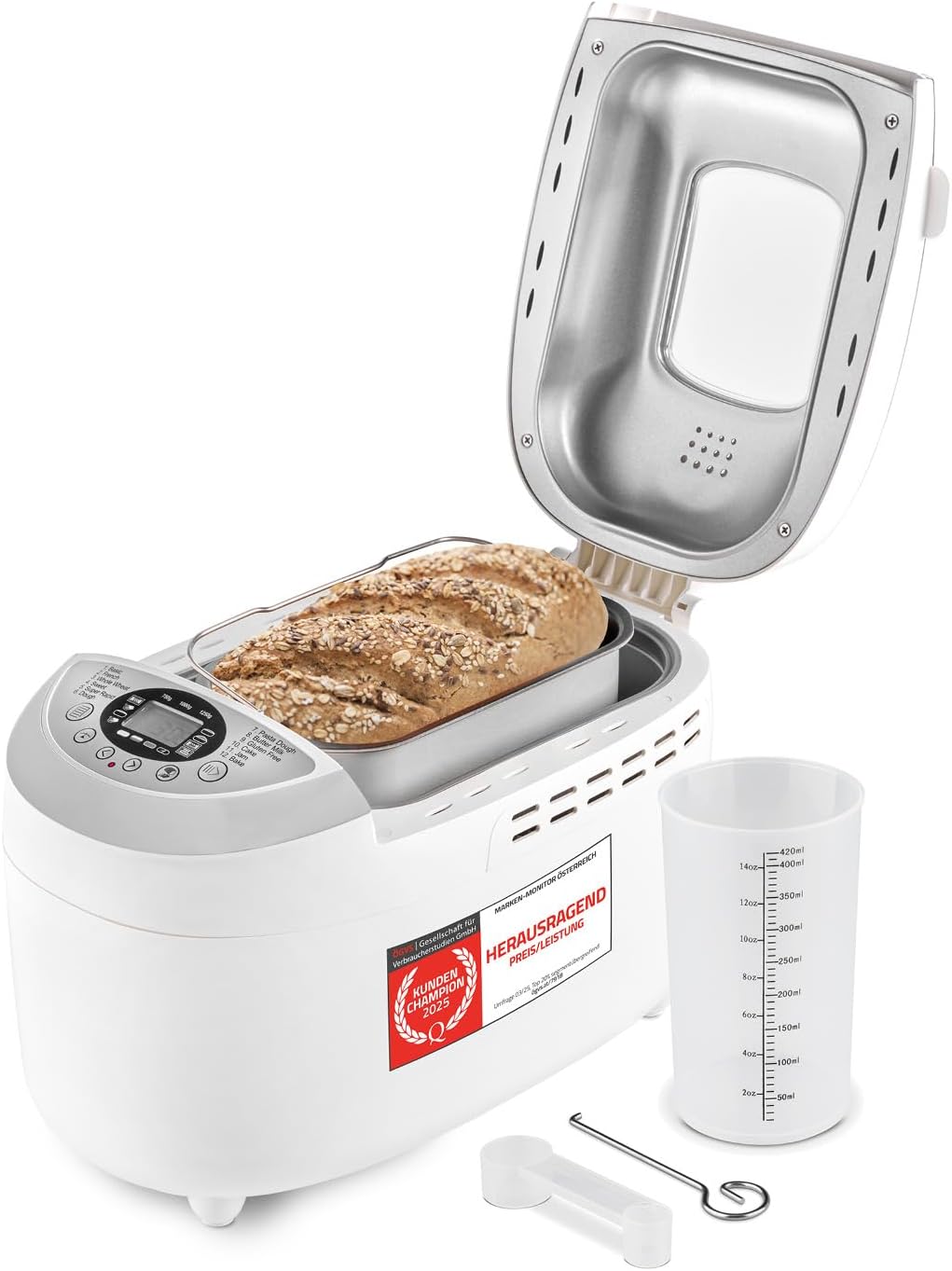 Brotbackautomat FIR5152-3 mit 12 Programmen und Timer, Weiss/Grau