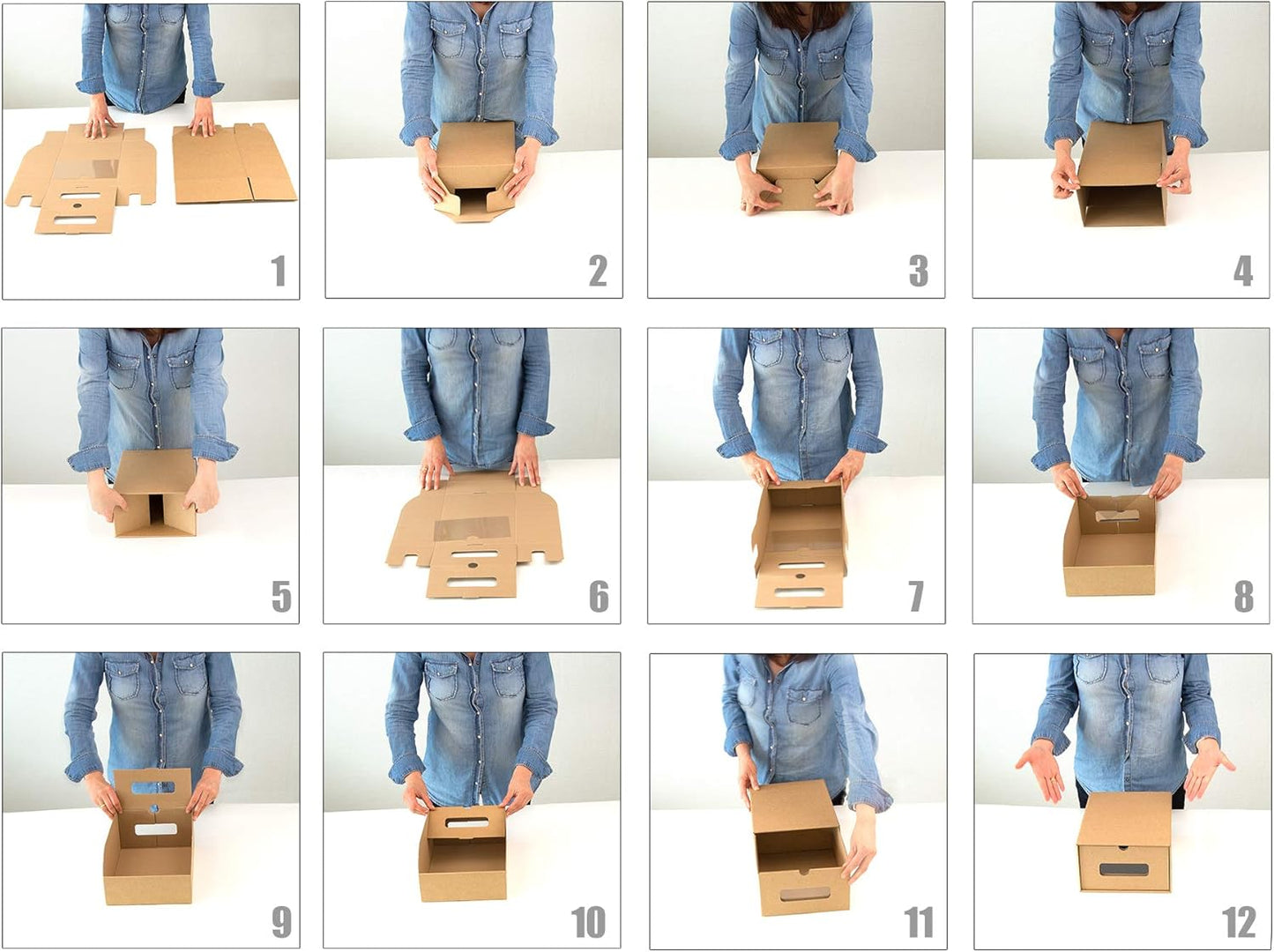 20 Stück Aufbewahrungsboxen mit Sichtfenster, Braun