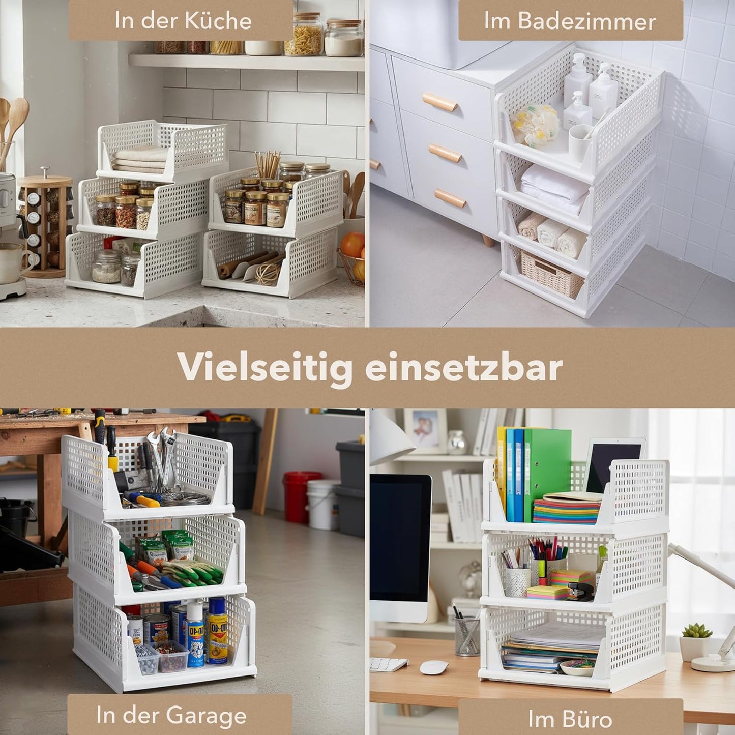 3er Set Faltbare Schrank-Organizer, Weiss